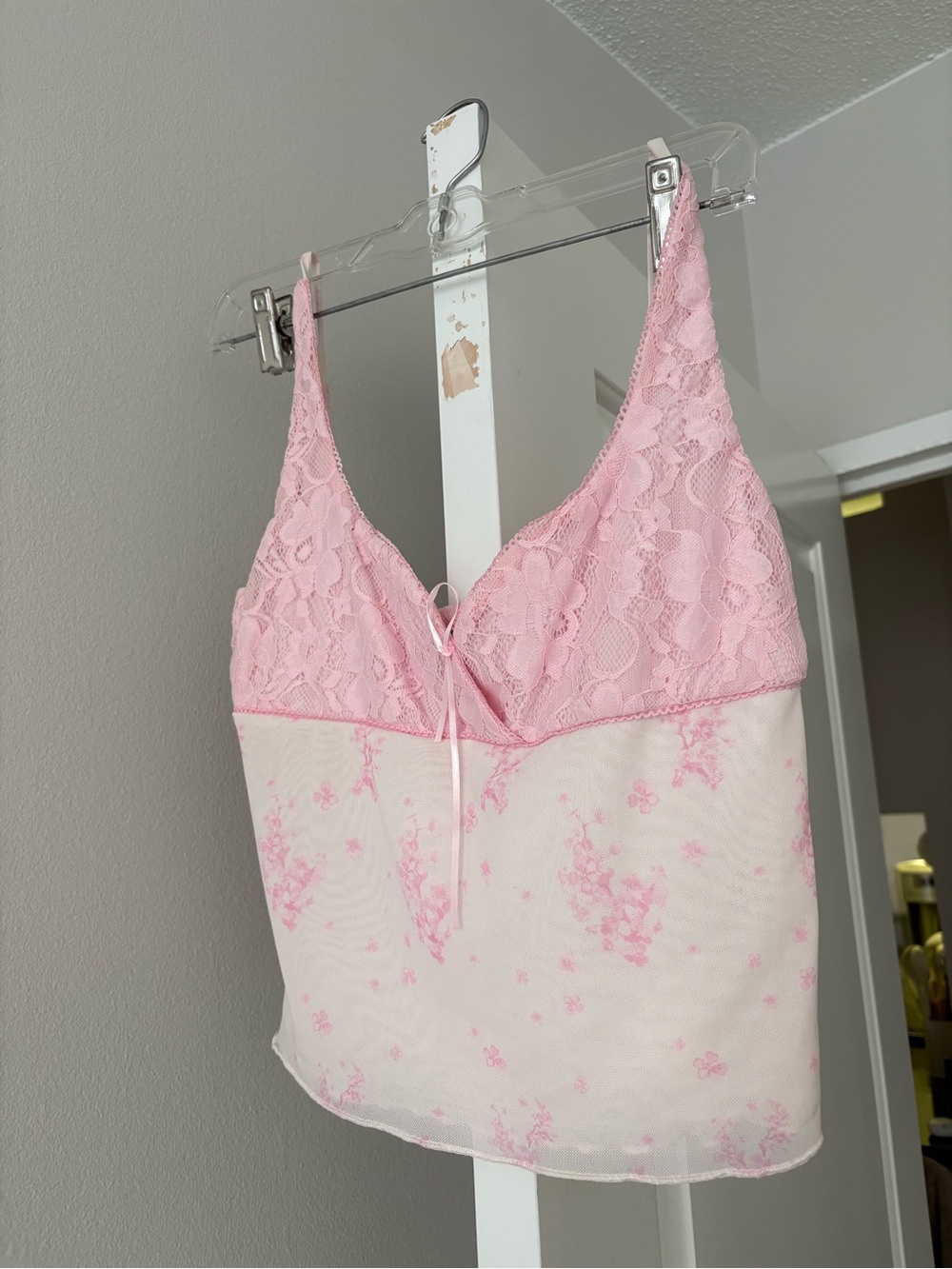 Princess Polly Pink Lace & Floral Tank Cami